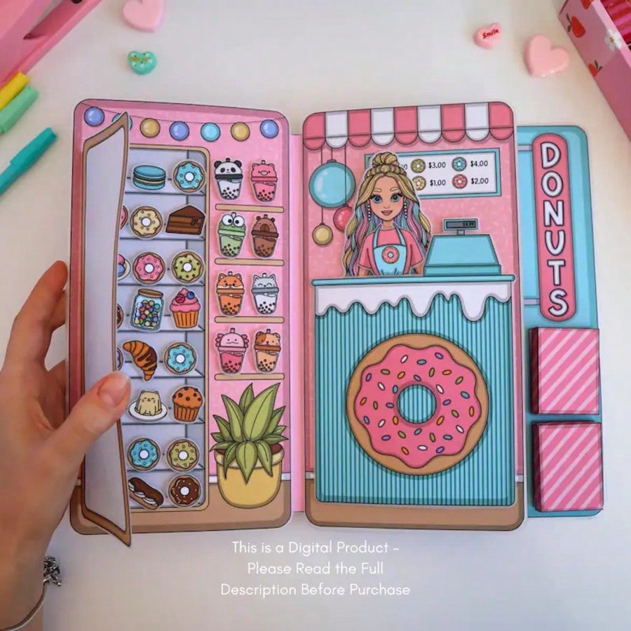 Art Craft 6 Year Old - Donut Shop Speelset, DIY Papier Poppenhuis