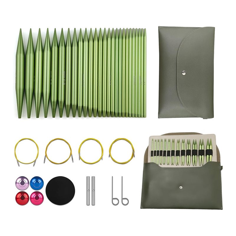 Knitting Needle Circular - ABKS-Aluminium Ronde Breinaalden Set 13 Paar