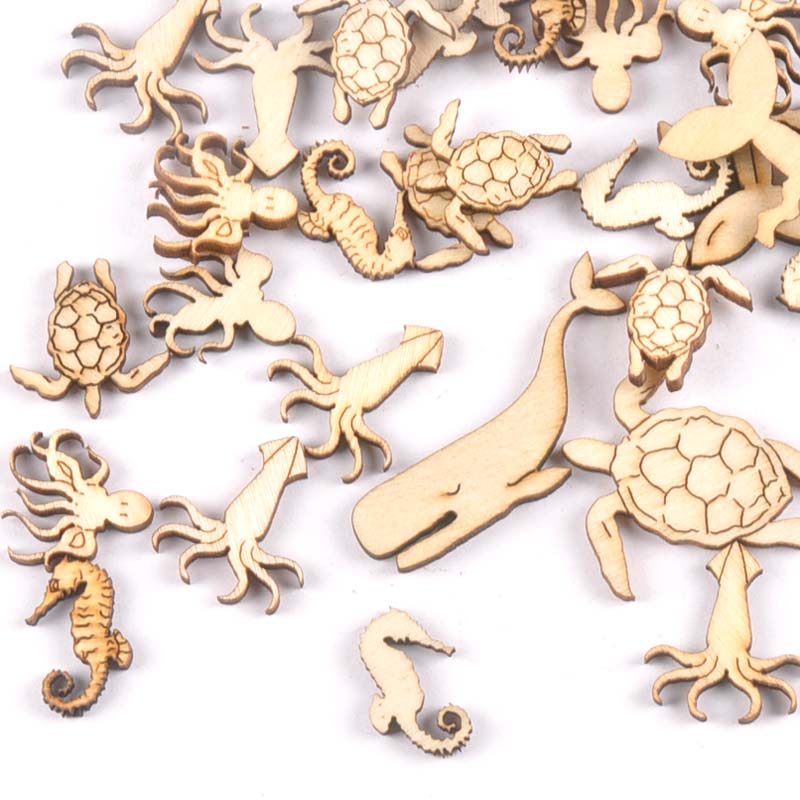 Art Craft Website - 20Pcs 25-40Mm Sea Turtle/Paard/Walvis Hout Diy