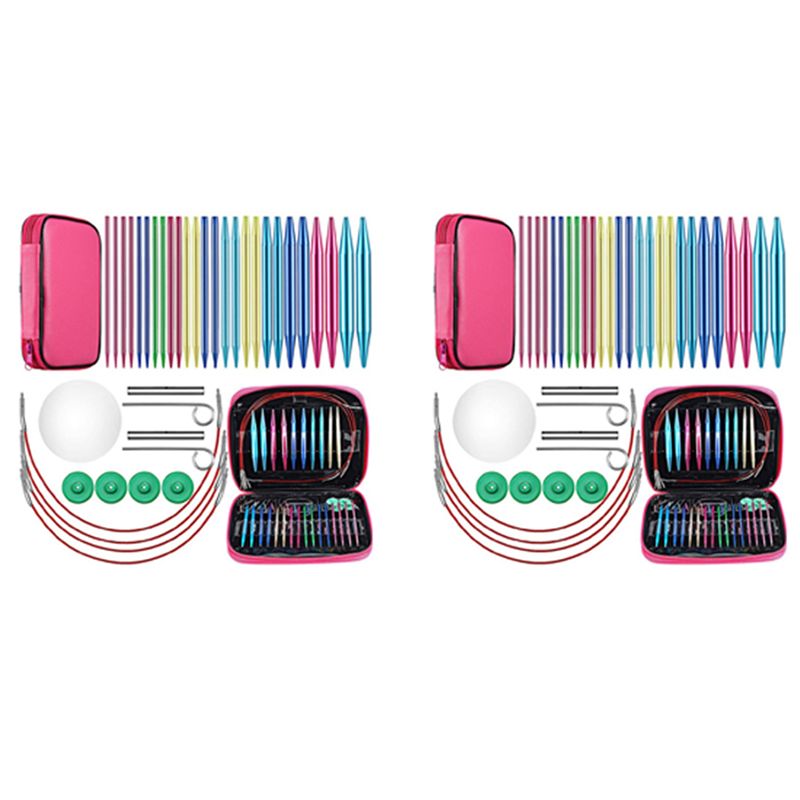 Knitting Needle Circular - A27F-52-delige aluminium verwisselbare rondbreinaaldenset, 13 verwisselbare