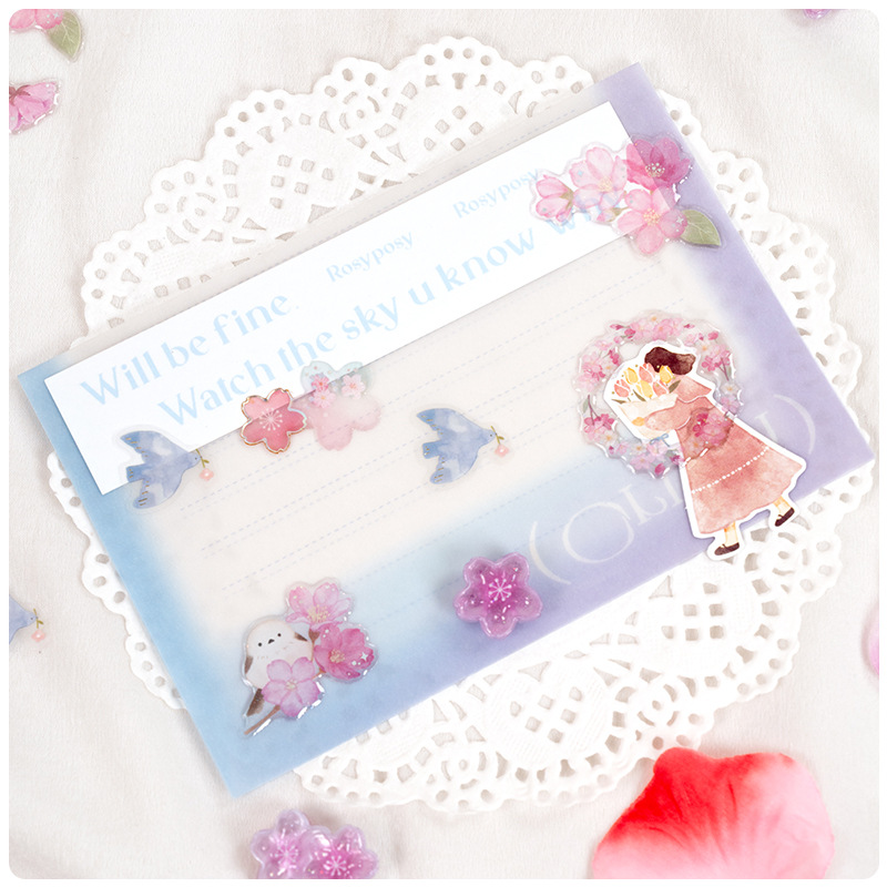 Art Craft Girl - Japanse stijl Sakura Crystal 3D-stickers roze