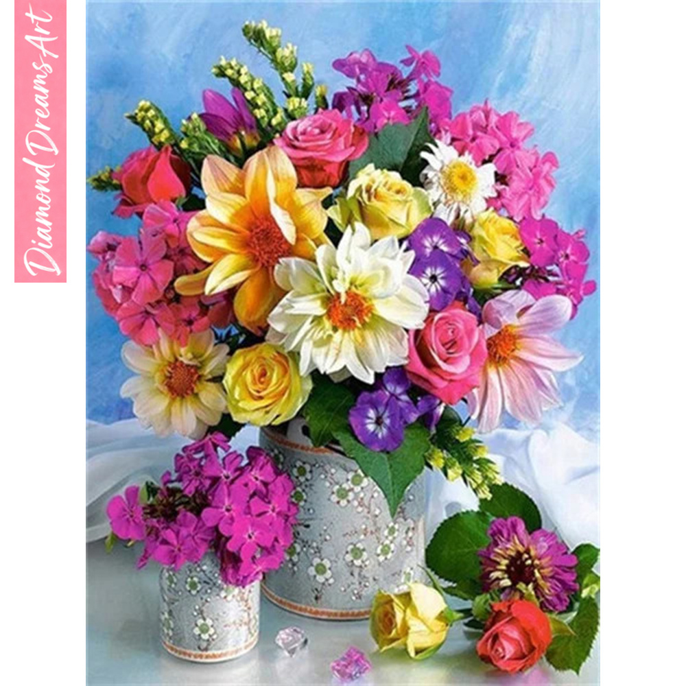 Art Craft Vase - Volledige diamantmozaïek bloem 5D diamant schilderij