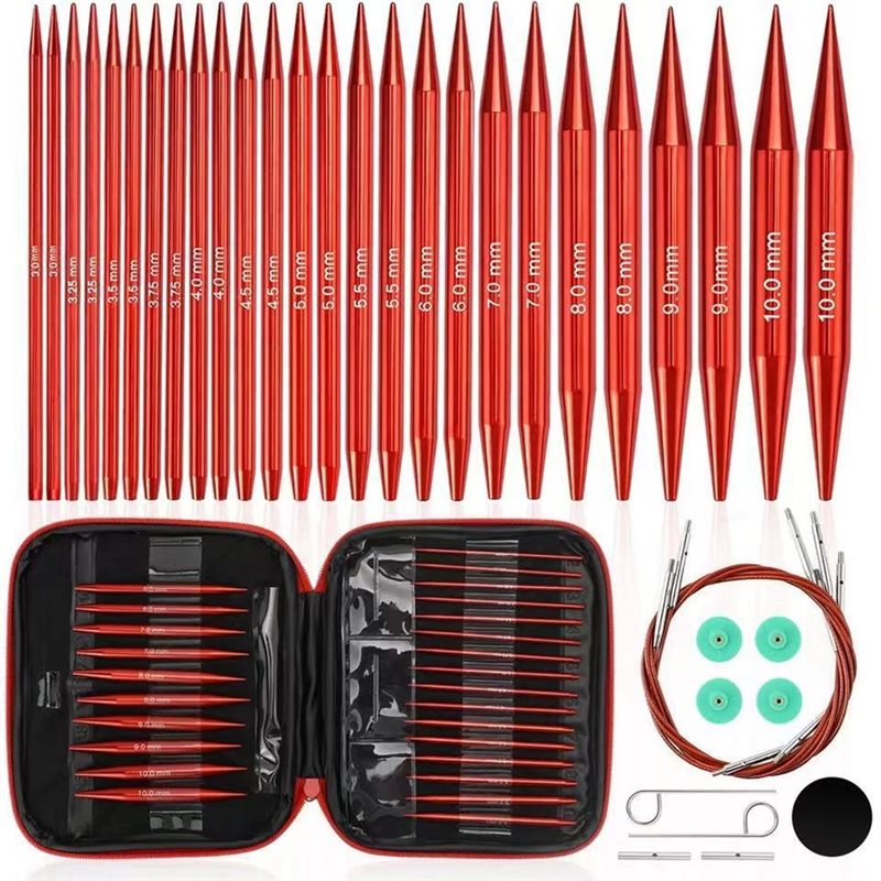 Knitting Needle Circular - A25F-Circular voor breinaaldenset in matrood aluminium,