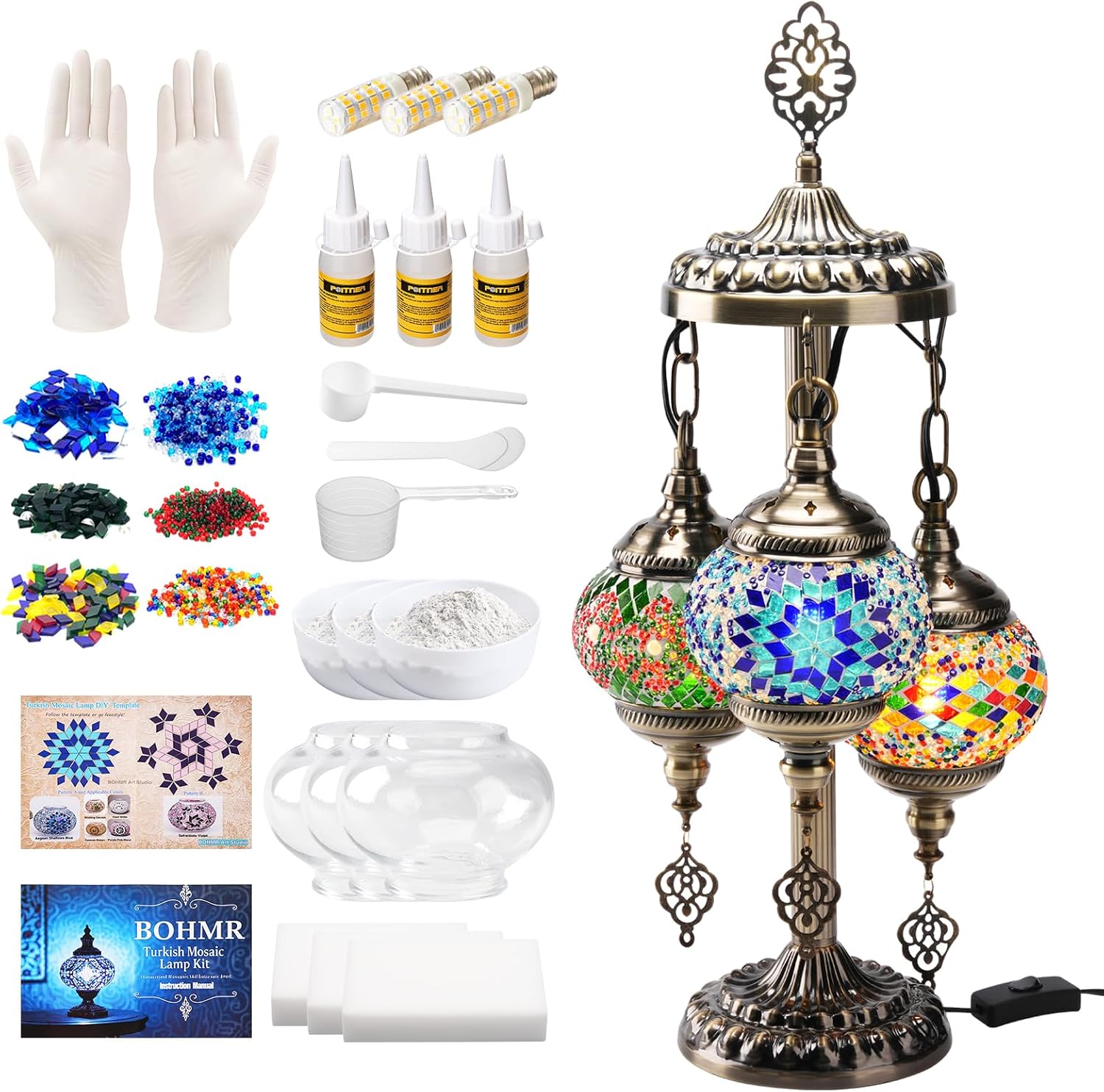 Art Craft Us - DIY 3-delige Turkse mozaïeklampset, 23 inch