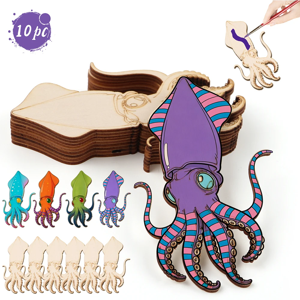 Art Craft Us - 10 stks/set Onvoltooide Houten Ambachtelijke Octopus