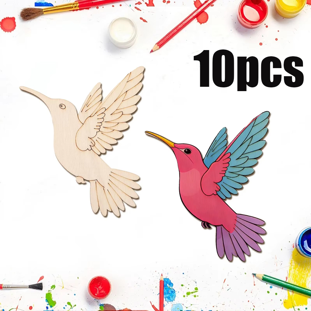 Art Craft Us - 10 stuks onafgewerkte houten dieren- en