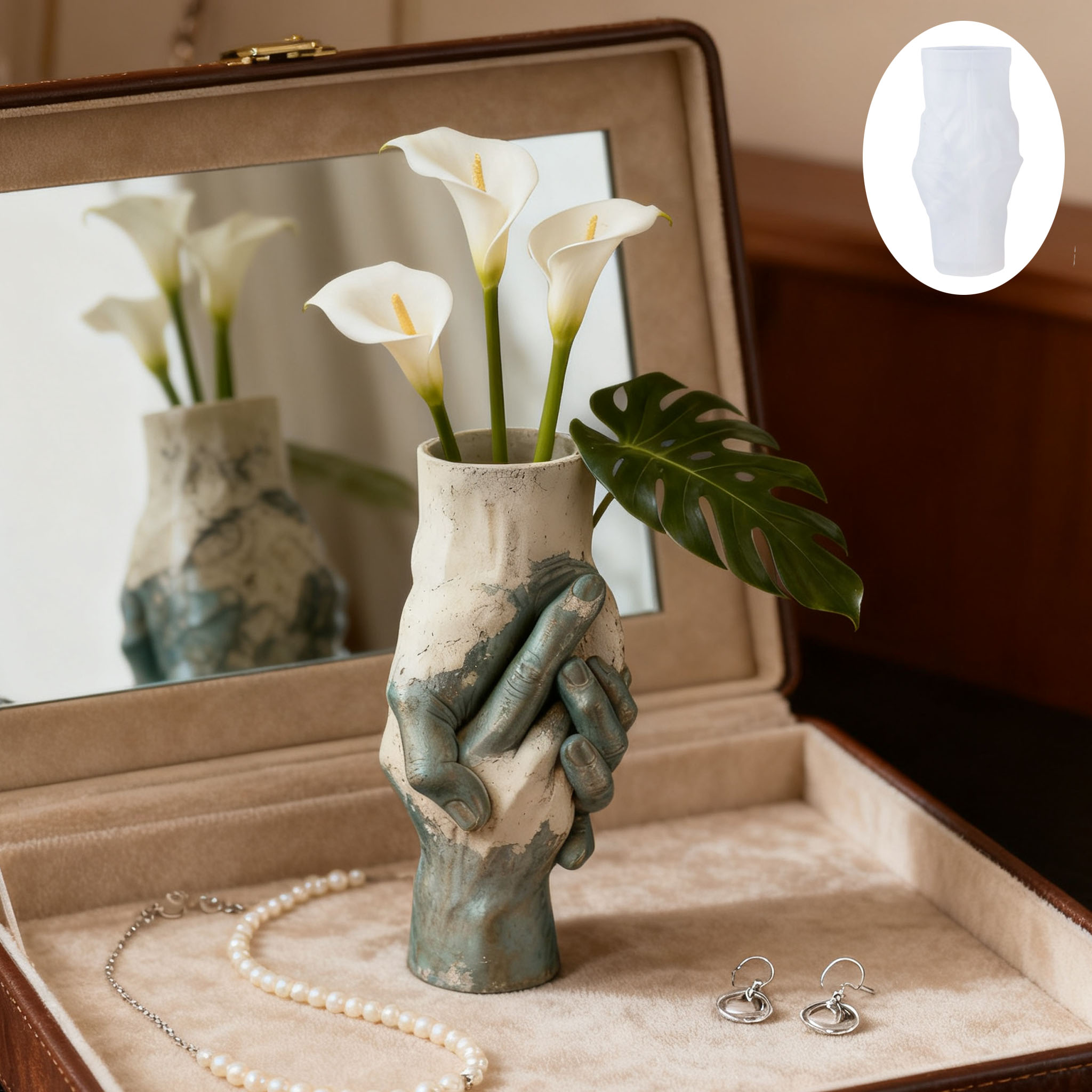 Art Craft Vase - Artistieke hand-in-hand vaas siliconen mal: vintage