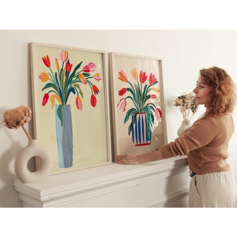 2 stuks tulpbloemen canvas kun - Art Craft Vase recensie en prijs